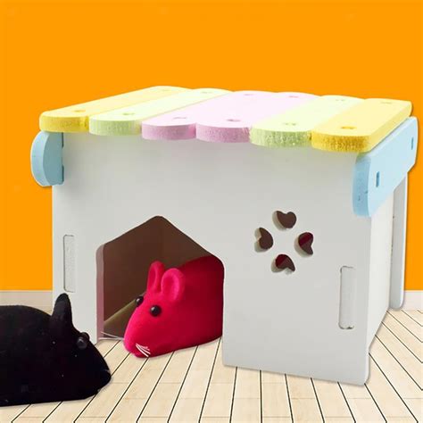 Hamster House Wooden Pet Cabin Small Animal Hideout Villa Hut For Small