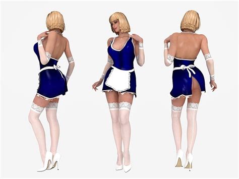 Sexy French Maid 3d Model 3ds Max Files Free Download Modeling 35569