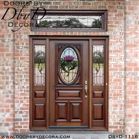 Custom Estate Leaded Glass Thistle Entry Solid Wood Doors By Decora