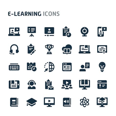 Premium Vector E Learning Icon Set Fillio Black Icon Series