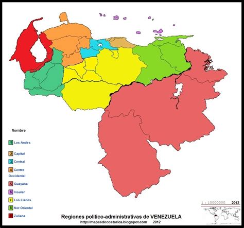 Mapa De Las Regiones Politico Administrativas De Venezuela