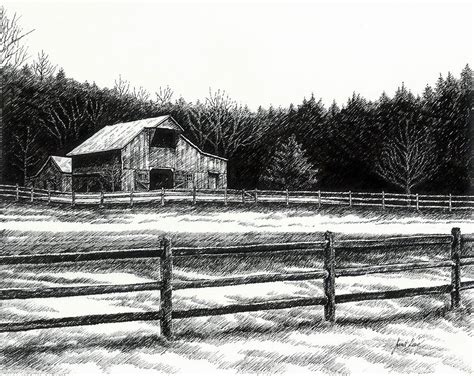 Old Barn In Franklin Tennessee Drawing By Janet King Fine Art America