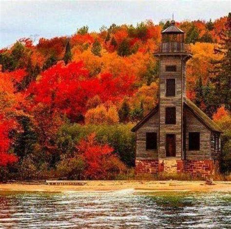 Beautiful Lighthouse During The Fall In Michigans Upper Peninsula In