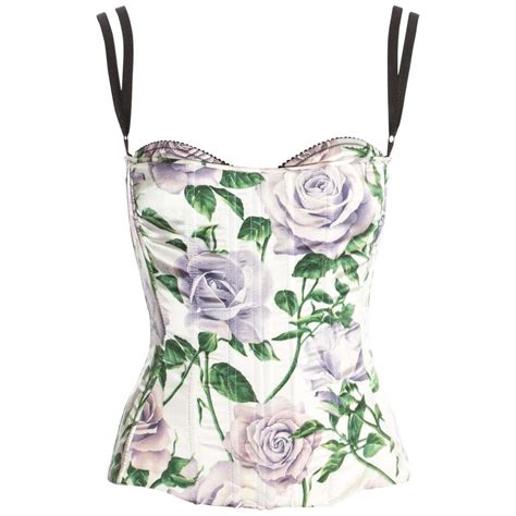 Dolce And Gabbana Floral Silk Boned Corset With Bra C 1990s At 1stdibs