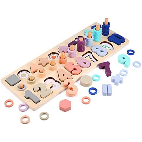 Wooden Number Puzzle Sorting Stacking Toys For Toddlers Shape Sorter