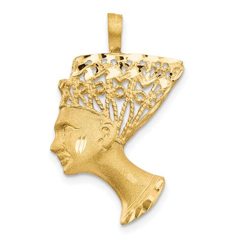 Findingking 14k Gold Queen Nefertiti Charm Egyptian Jewelry