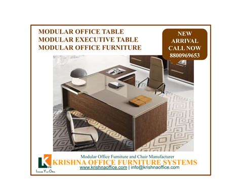Executive office table | Office table, Modular office furniture, Office reception table