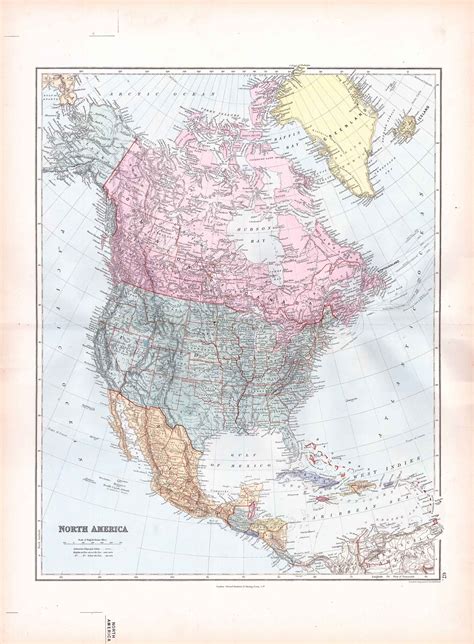 1887 Large Antique Folio Map North America By Stanford Sla67 Map