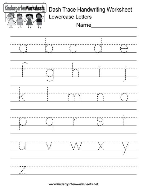 Free Printable Dash Trace Handwriting Worksheet For Kindergarten
