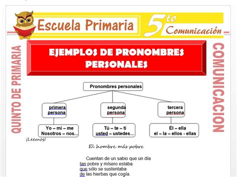 Ejemplos De Pronombres Personales Para Quinto De Primaria