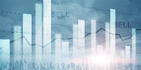 Stock Market Or Forex Trading Graph In Graphic Double Exposure