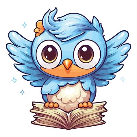 Cute Fairy Owl On Book 2d Illustration Ai Generative 27234935 Png