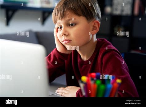 Bored Boy Studying Computer Hi Res Stock Photography And Images Alamy