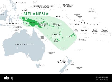 Melanesia Subregion Of Oceania Political Map Extending From New