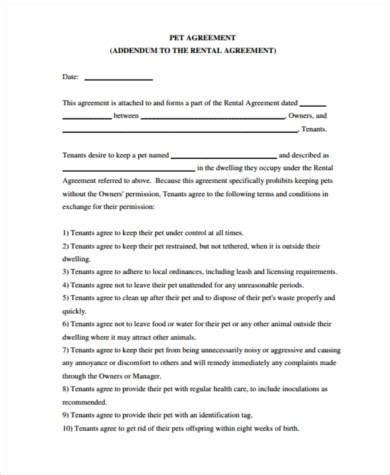 A renter's policy should also include. FREE 10+ Sample Pet Agreement Forms in PDF | MS Word
