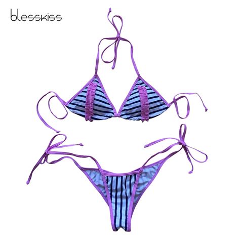 blesskiss sexy micro bikini swimwear mini triangle bottom women swimsuit 2018 bathing suit