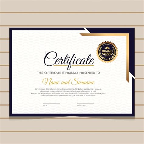 Elegante Modelo De Certificado De Diploma Azul E Dourado Vetor Premium