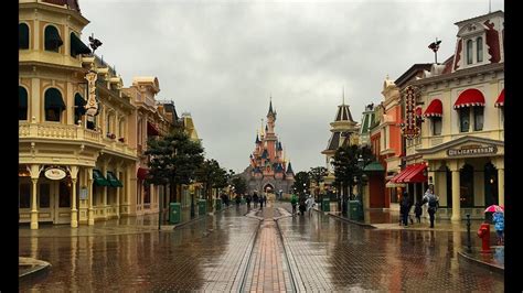Disneyland Paris In The Rain Main Street Castle Dragon