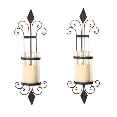 Decent Home Hurricane Pillar Candle Holder Sconce Wall Mounted Metal