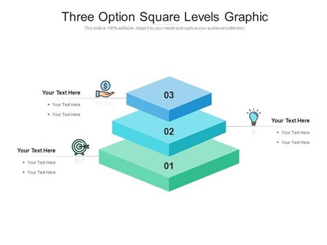 Three Option Square Levels Graphic Powerpoint Slides Diagrams