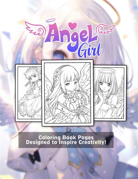 Anime Angel Girl Coloring Book Digital Printable Coloring Book Etsy