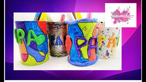 Ya sea una tarjeta o algún objeto reciclado. DIY.Porta-lápices reciclado.Actividad para niños.Regalo ...