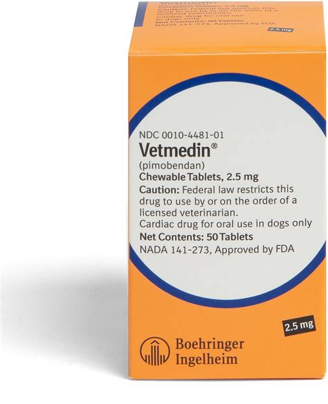 Vetmedin Chewable Tablets For Dogs 25 Mg 50 Chewable Tablets