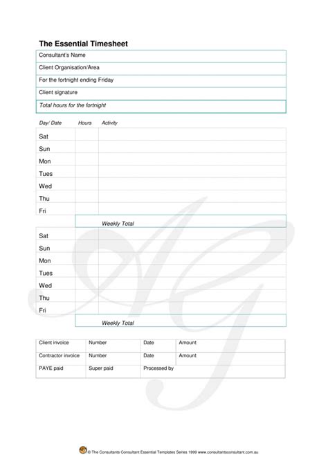 Download Consultant Timesheet Template Excel Pdf Rtf Word