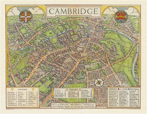 Cambridge Town Plan The Old Map And Clock Company