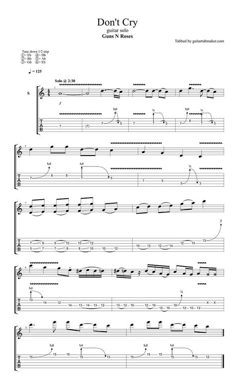 Choose and determine which version of dont cry chords and guitar tabs by asia you can play. Guns N Roses - Don't Cry guitar solo tab - electric guitar ...