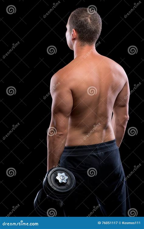 Bodybuilder Lifts Heavy Dumbbell Stock Image Image Of Concentration
