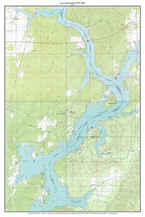 Lay Lake North 1979 1980 Custom Usgs Old Topo Map Alabama Old Maps