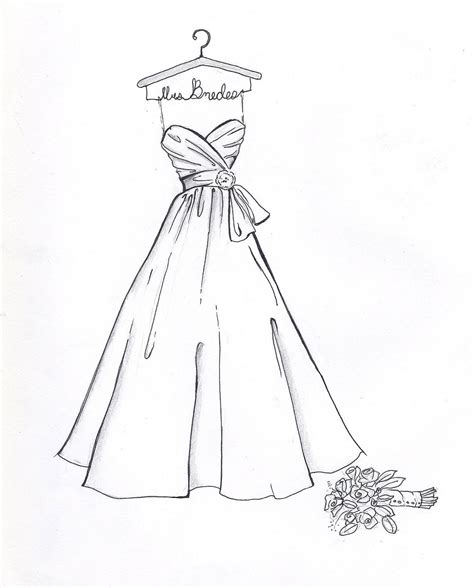 Wedding Dress Dress Drawing Easy With Color