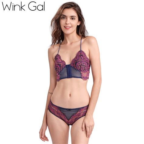 2019 Wink Gal Sexy Women Bra Set Embroidery Floral Lace Lingerie Mesh
