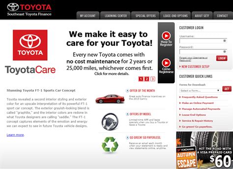 Customers can pay their monthly car bill online by creating an online account at toyota financial services. Learn how to Manage Southeast Toyota Finance Account Online | MyCheckWeb.Com