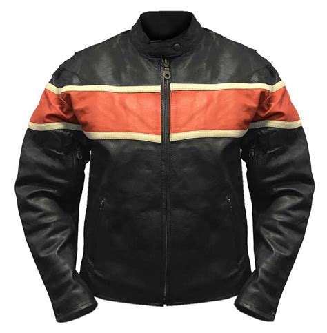 Maybe you would like to learn more about one of these? Redline Men's Orange Stripe Cowhide Leather Motorcycle ...