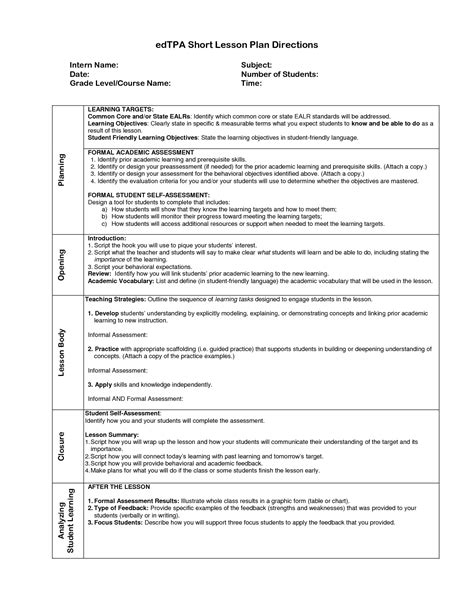 Tpa Lesson Planning Directions Special Education Lesson Plans