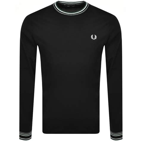Fred Perry Tipped Long Sleeve T Shirt Black Mainline Menswear