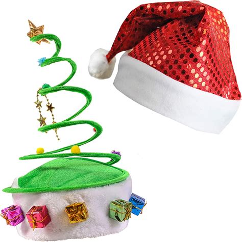 Funny Party Hats Santa Hat Red Sequin Santa Hat Coil