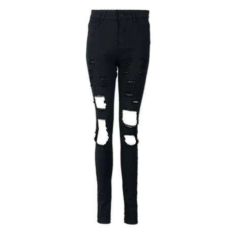 Buy Ripped Trousers 2017 New Korean Style Women Cool Ripped Cut Skinny Long
