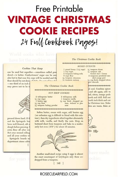 Free Vintage Christmas Cookie Recipe Pages Rose Clearfield