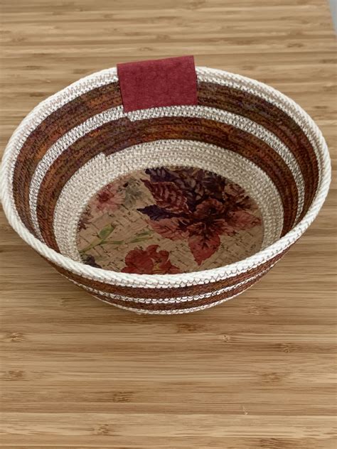 Cork Sewn In Bottom Coiled Fabric Basket Rope Basket Paper Bowls