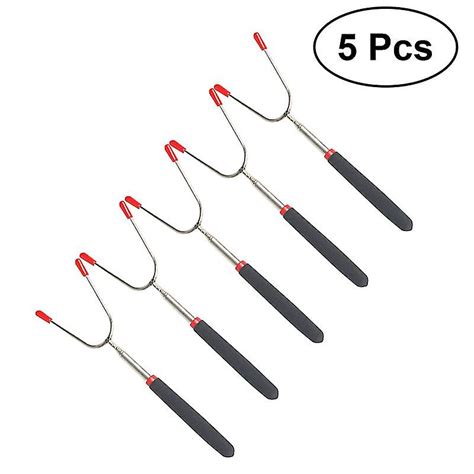 5pcs Telescoping Roasting Sticks Non Slip Stainless Steel Skewers Bbq