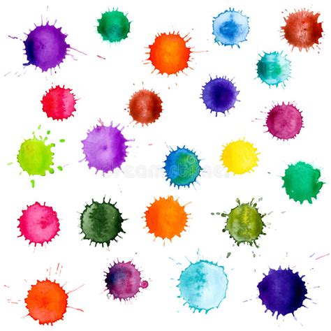 Colorful Abstract Vector Ink Paint Splats Stock Illustration