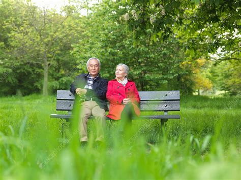 Older Couple Sitting On Park Bench Stock Image F0058691 Science
