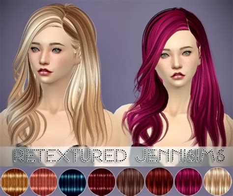 Jenni Sims Newsea`s Shaine Hairstyle Retextured Sims 4 Hairs