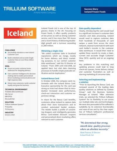 Case Study Iceland Frozen Foods Trillium Software