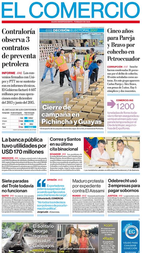 El Comercio Ecuador Jueves 16 De Febrero 2017 Infobae