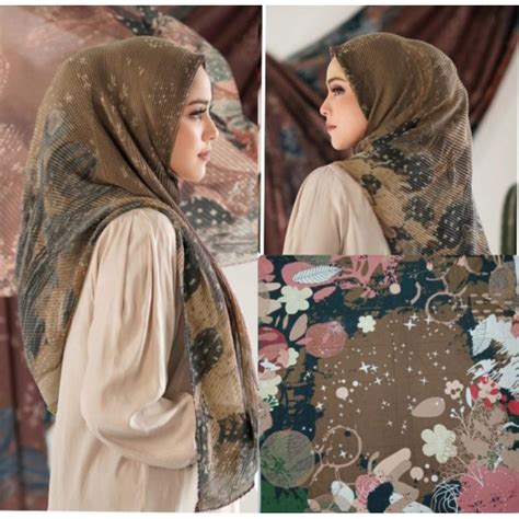 Obral Terlaris Opunntia Coklat Kerudung Segi Empat Jilbab Instan