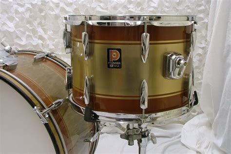 Premier Soundwave 1980s Copper Gold Stripe Drum For Sale Nick Hopkin Drums